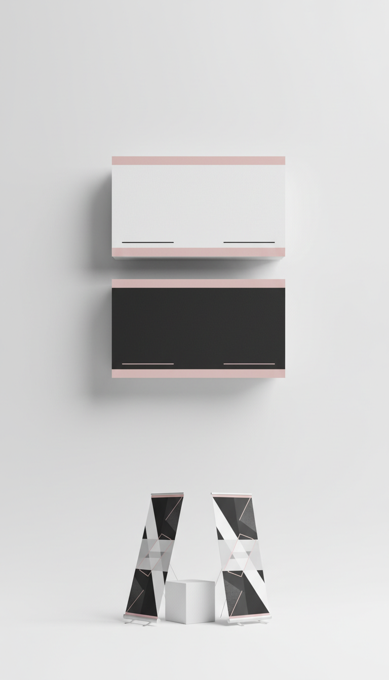 Minimalist Monochrome Business Card Set with Pink Accent